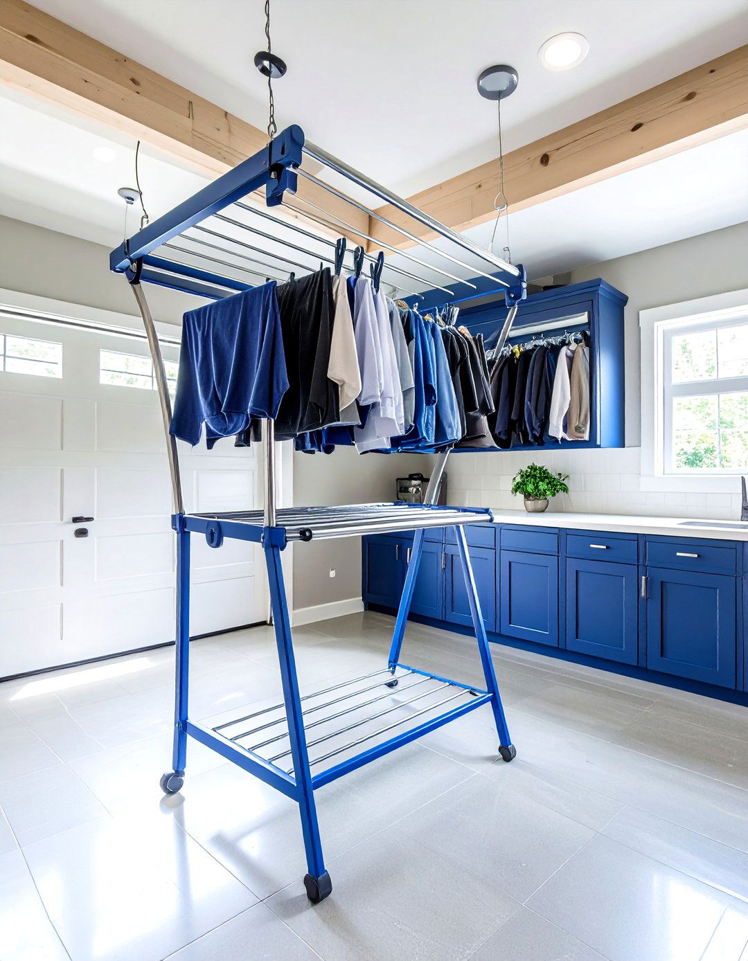 Retractable Drying Rack Maximizes Garage Laundry Space - 20 Garage Laundry Room Ideas