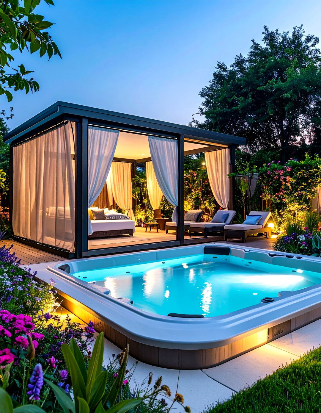 Retractable Privacy Screen Hot Tub Enclosure - 20 Hot Tub Enclosure Ideas