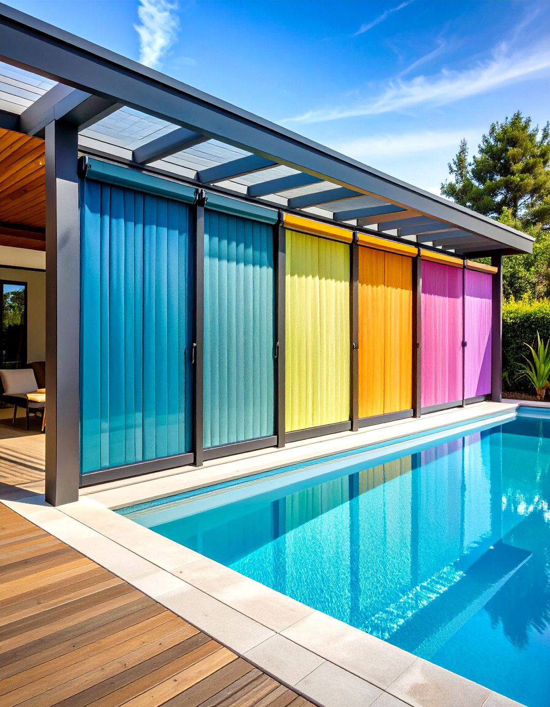 Retractable Slat Screens - 20 Pool Privacy Ideas