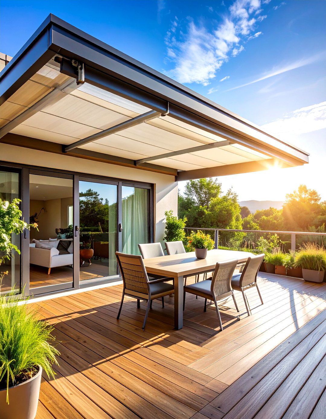 Retractable Solar Shades for Deck Seclusion - 20 Deck Privacy Ideas