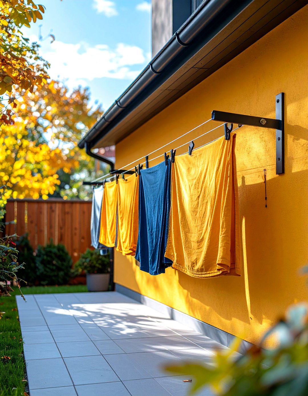 Retractable Wall Mounted Outdoor Clothesline - 20 Outdoor Clothesline Ideas