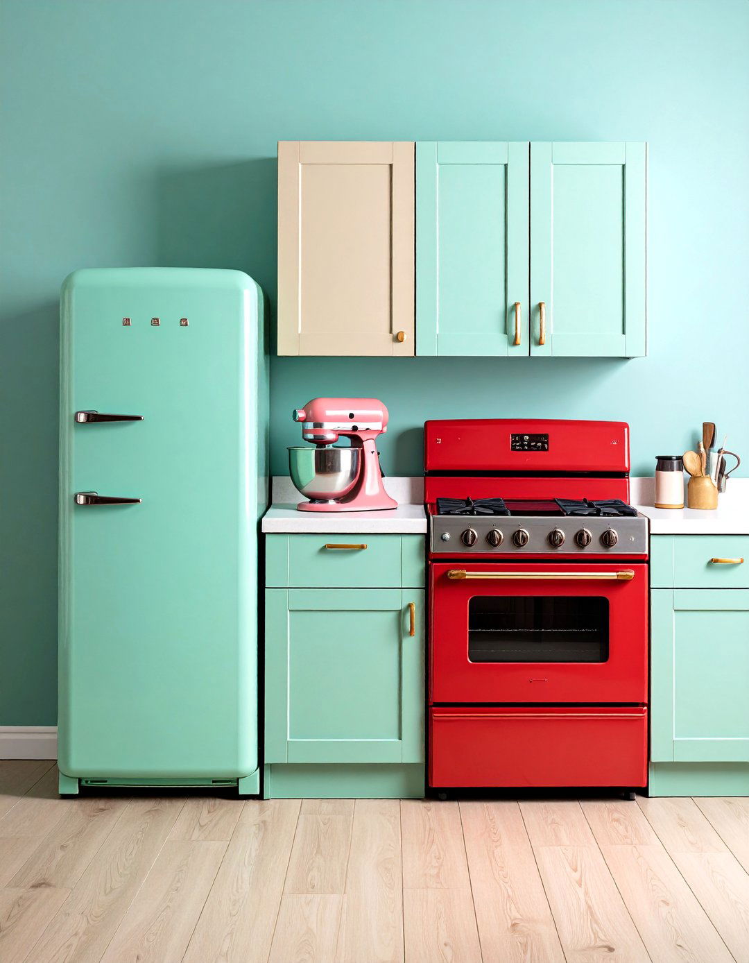 Retro Colored Appliances Add Cheerful Nostalgia to Cabin Kitchens - 20 Cabin Kitchen Ideas