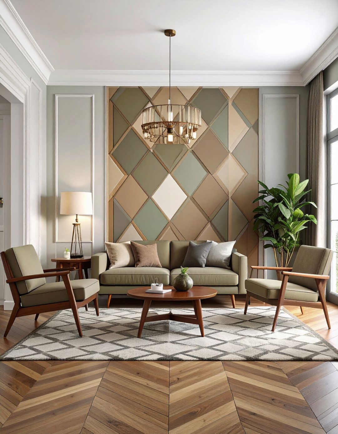 Retro Mid Century Diamond Accent Wall - 20 Geometric Accent Wall Ideas
