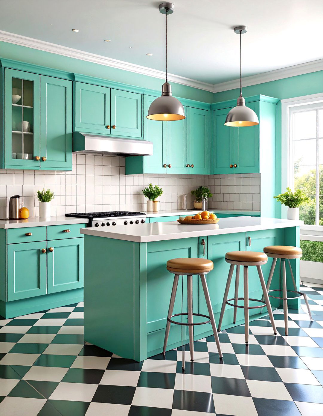 Retro Mint Green Cabinet Revival - 20 Green Kitchen Cabinet Ideas