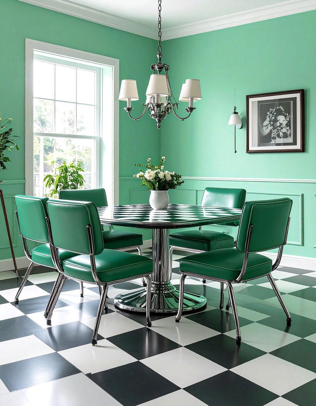 Retro Mint Green Dining Room Charm - 20 Green Dining Room Ideas