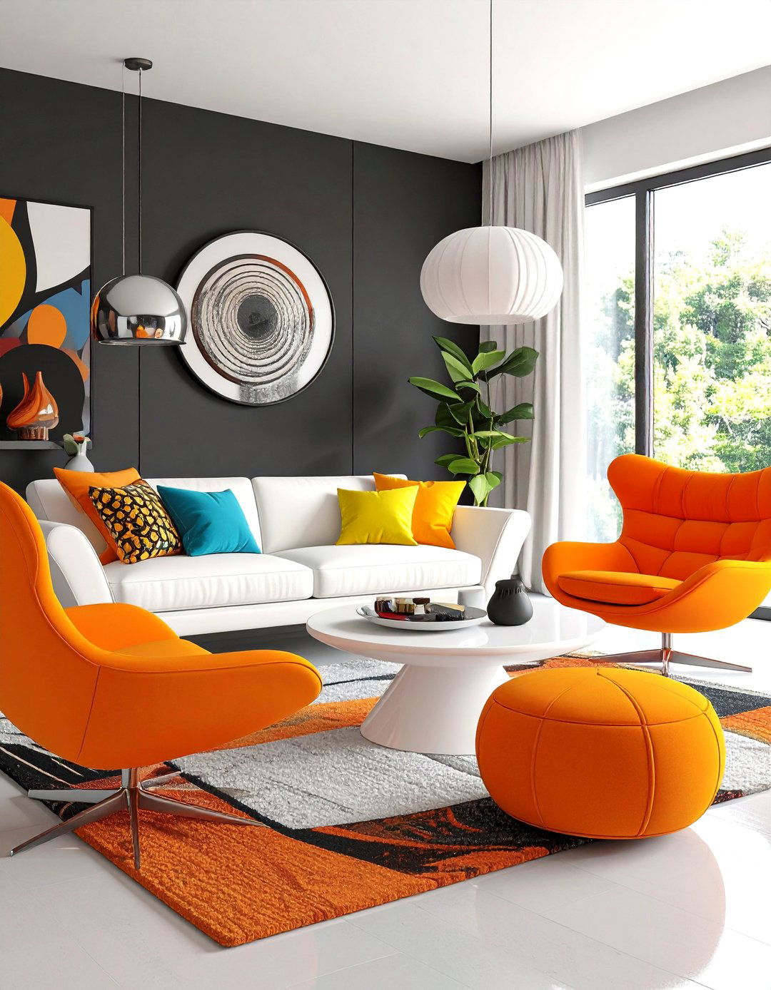 Retro Sixties Grey Walls Black Trim Living Room - 20 living room grey walls black trim