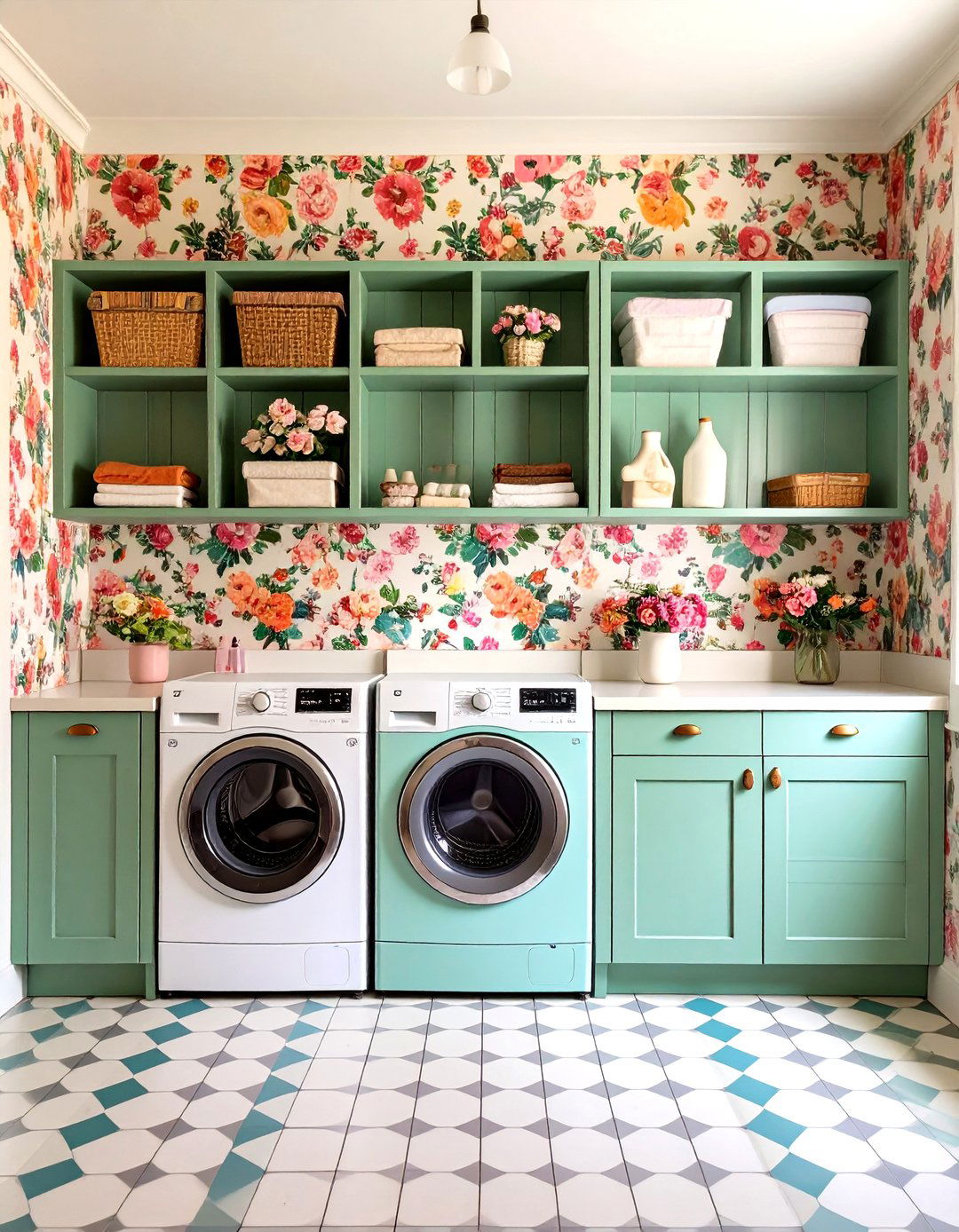 Retro Wallpaper Patterns - 20 Vintage Laundry Room Decor Ideas