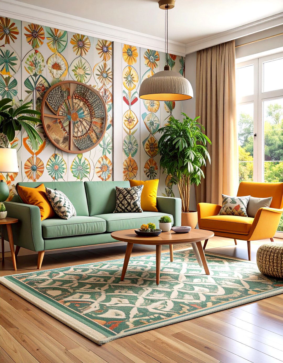Retro s Living Room Wallpaper - 20 Living Room Wallpaper Ideas