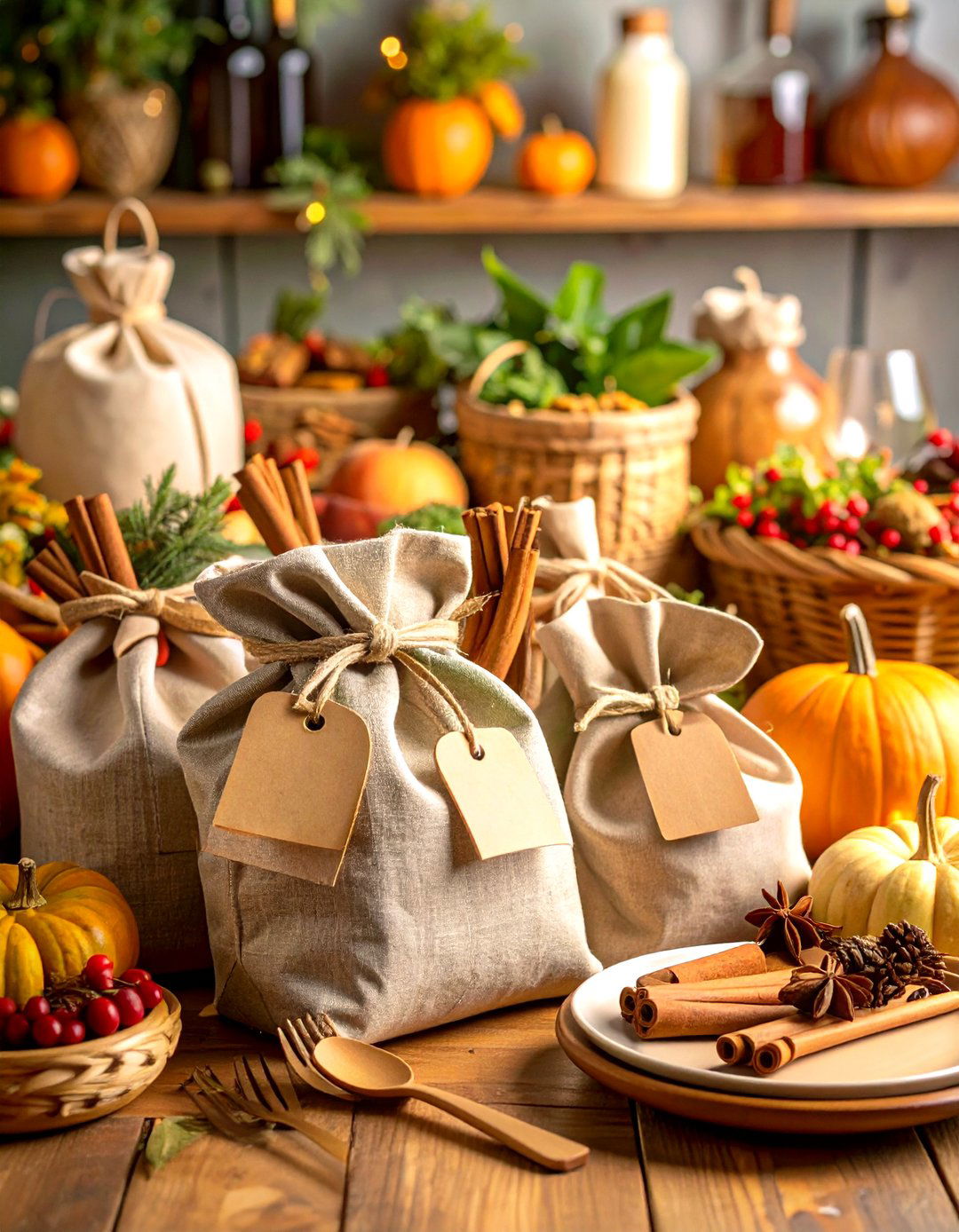 Reusable Bamboo Friendsgiving Cutlery Kits - 20 Friendsgiving Decor Ideas