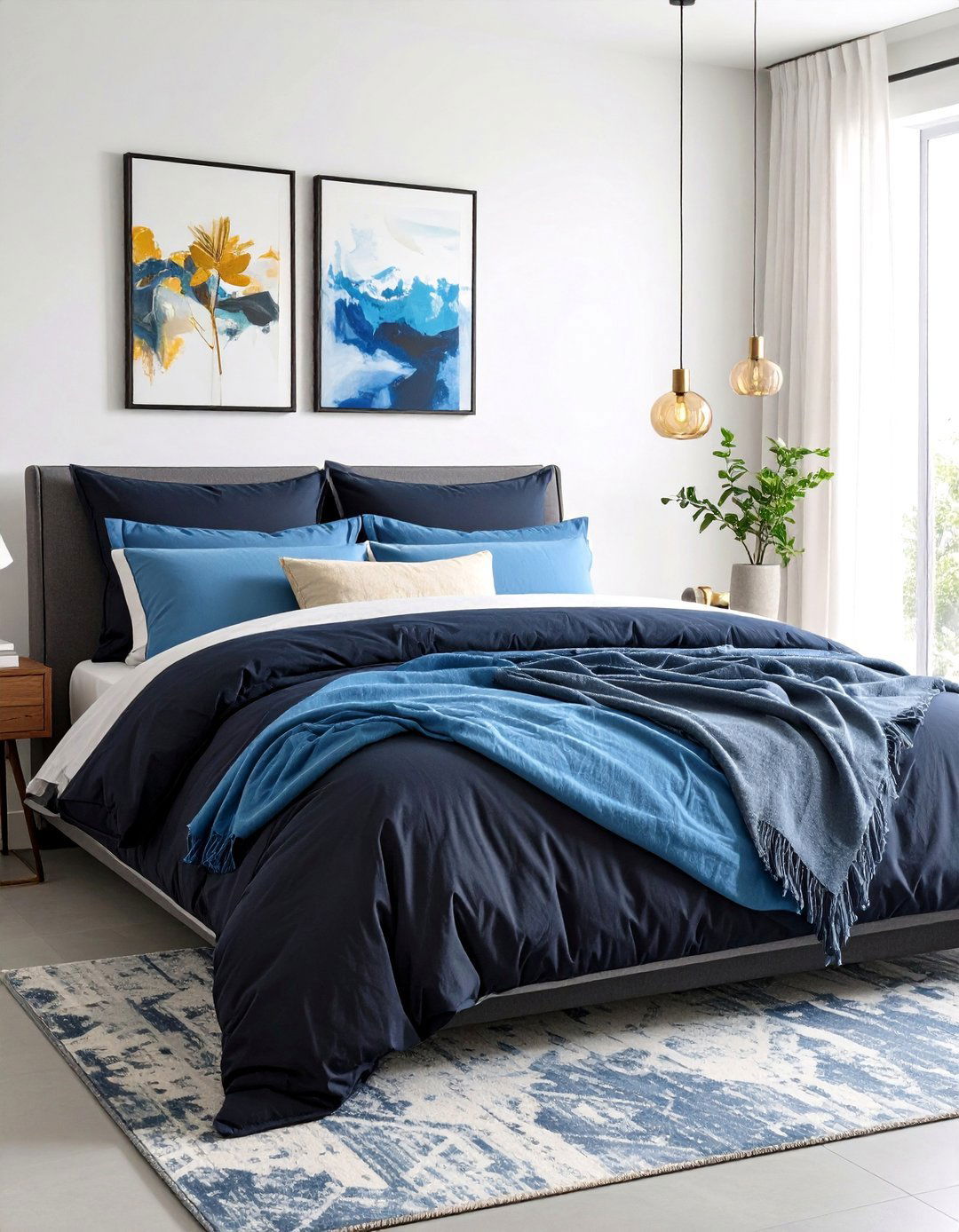 Reversible Bedding for Black and Blue Bedroom Refresh - 20 Black and Blue Bedroom Ideas