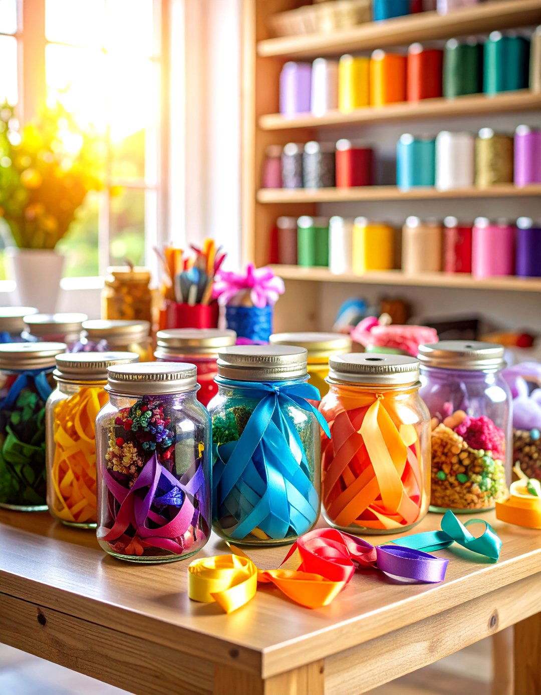 Ribbon Storage Mason Jar Scrap Collection System - 20 Ribbon Storage Ideas