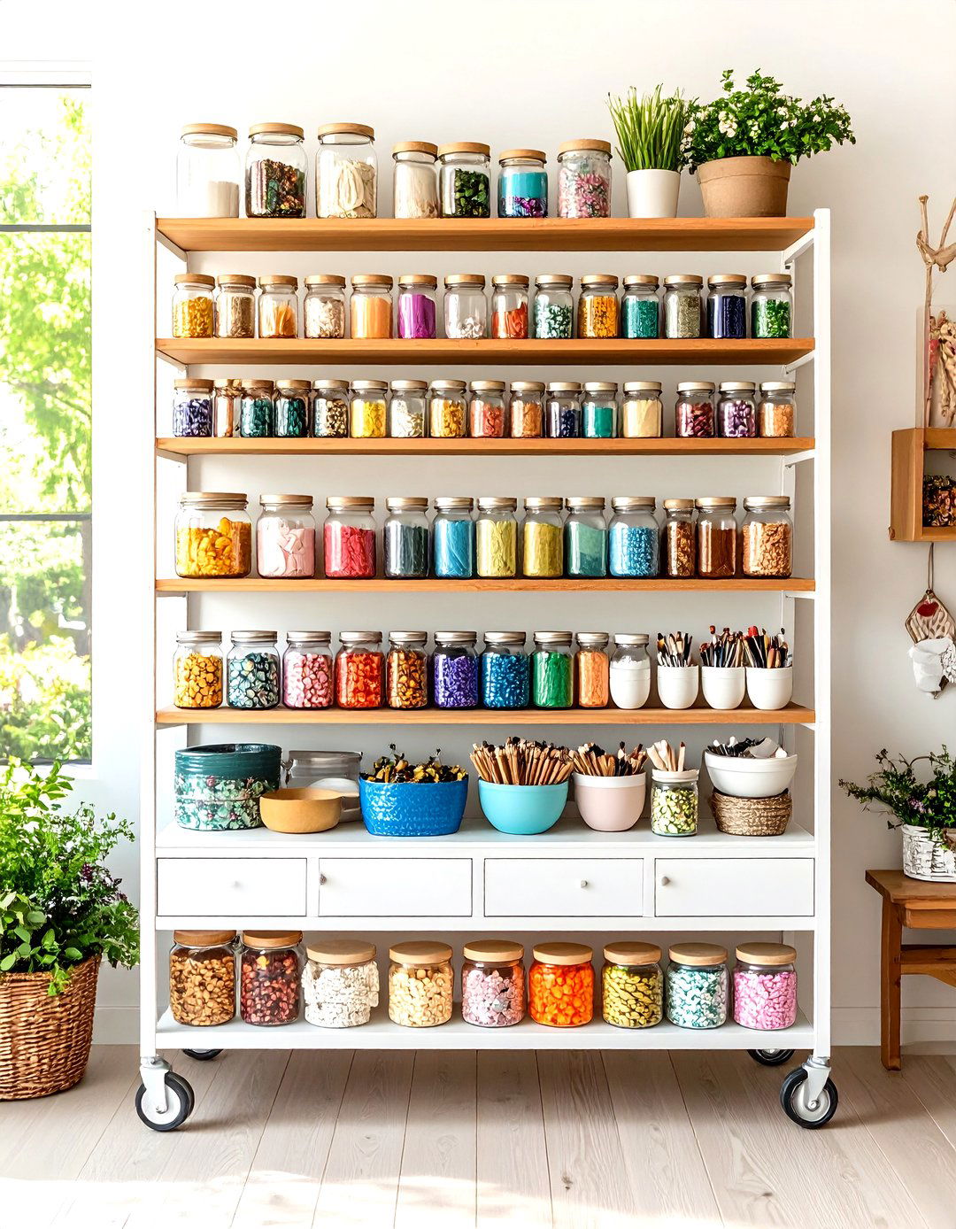 Ribbon Storage Multi Tier Rolling Cart Display - 20 Ribbon Storage Ideas