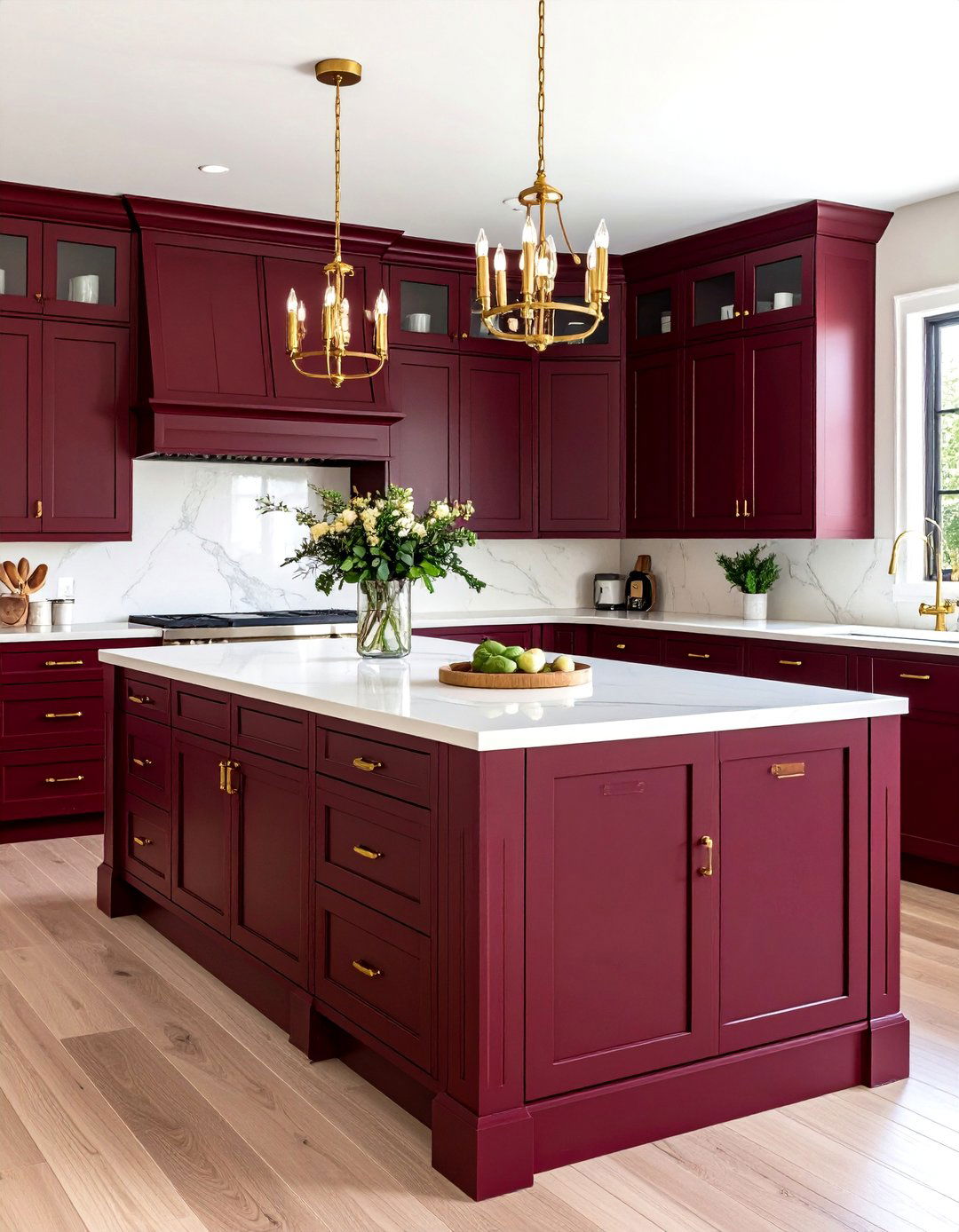 Rich Burgundy Kitchen Island - 20 Kitchen Island Color Ideas