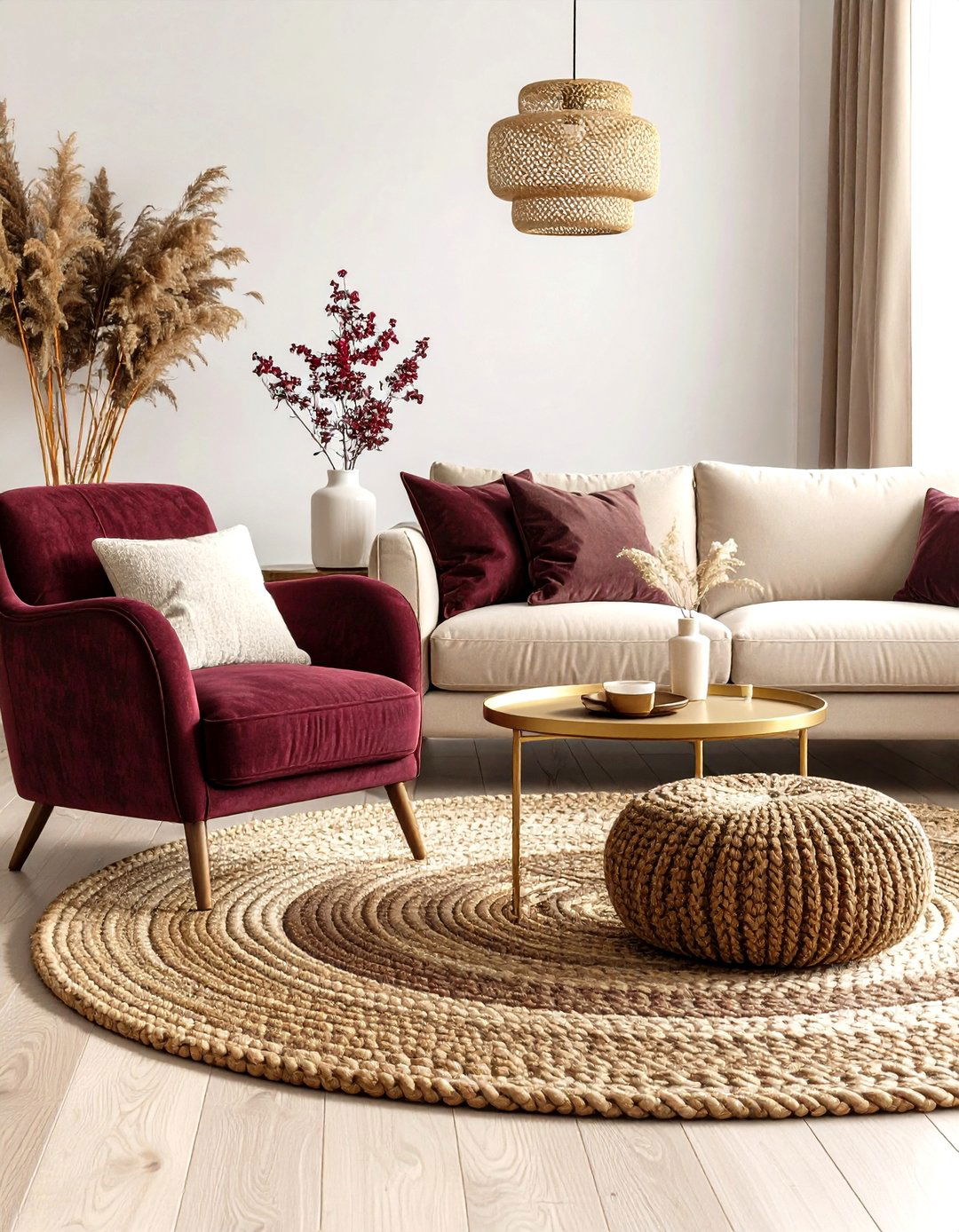 Rich Burgundy and Wine Tones in Fall Decor - 20 Fall Living Room Ideas