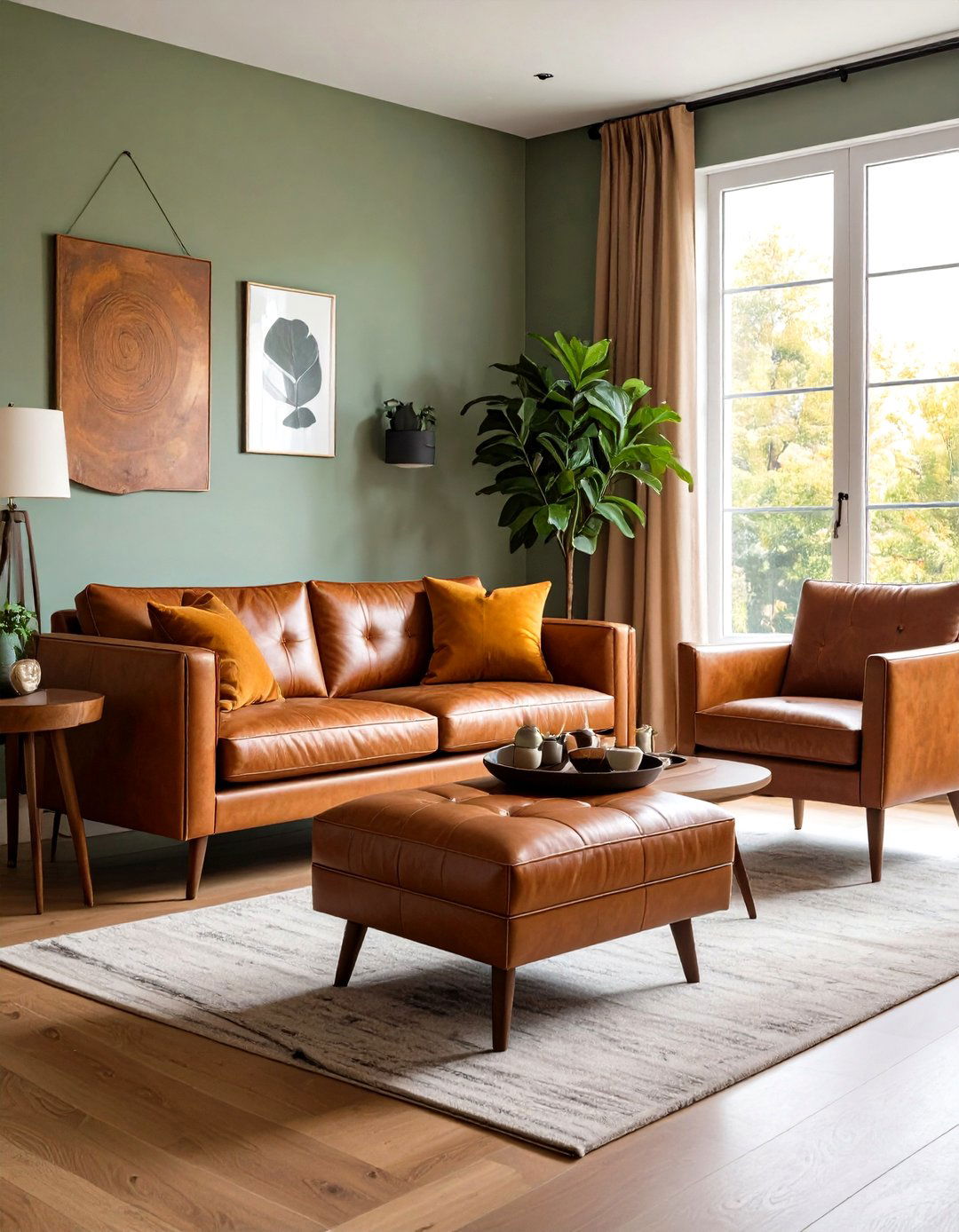 Rich Leather Accent Pieces for Fall Living Rooms - 20 Fall Living Room Ideas