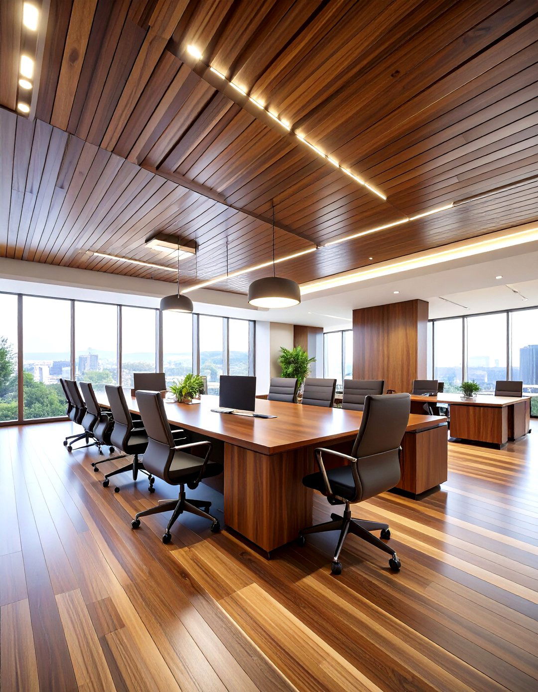 Rich Walnut Wood Slat Ceiling for Luxury Interiors - 20 Wood Slat Ceiling Ideas