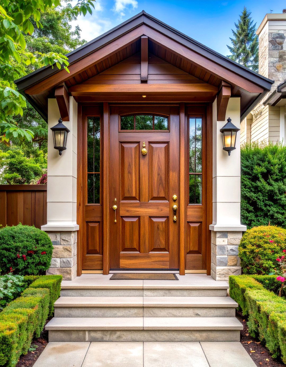 Rich Walnut - 20 Stained Front Door Ideas