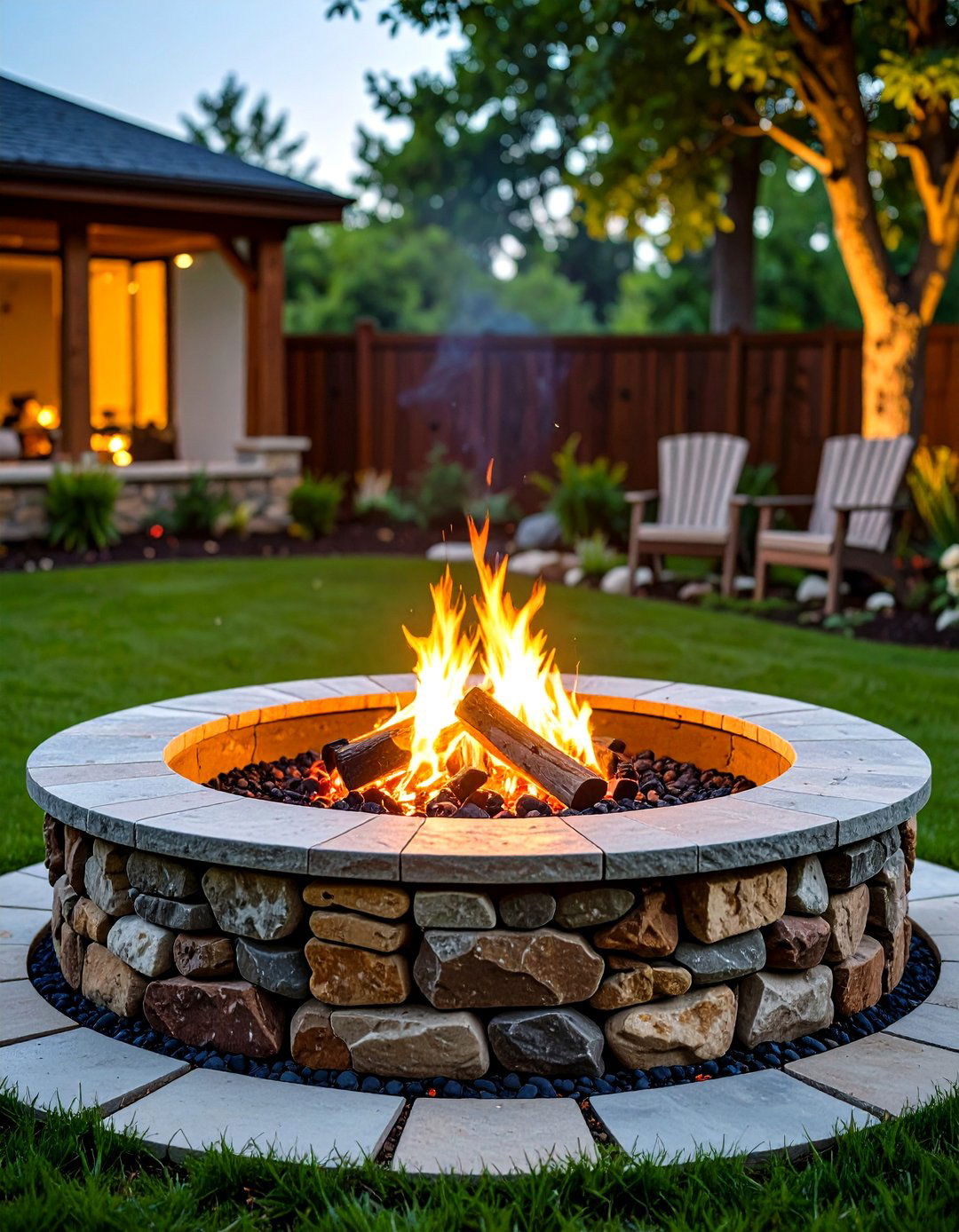 Rim Fire Pit with Stone Surround - 20 Truck Rim Fire Pit Ideas