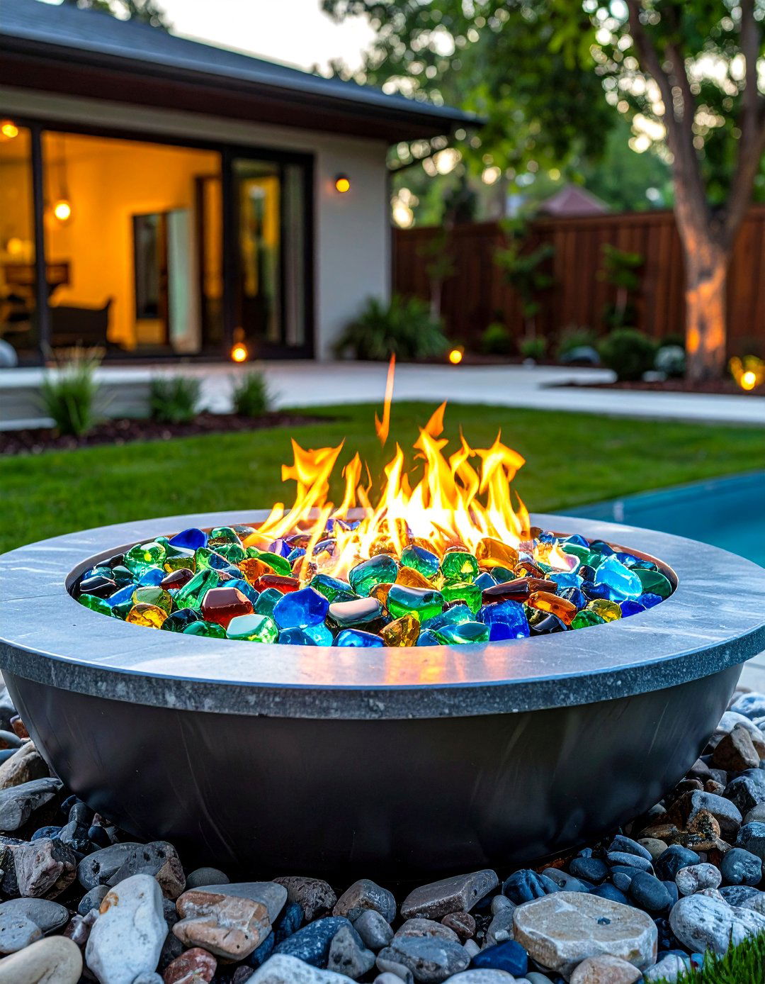 Rim and Fire Glass Fire Pit - 20 Truck Rim Fire Pit Ideas