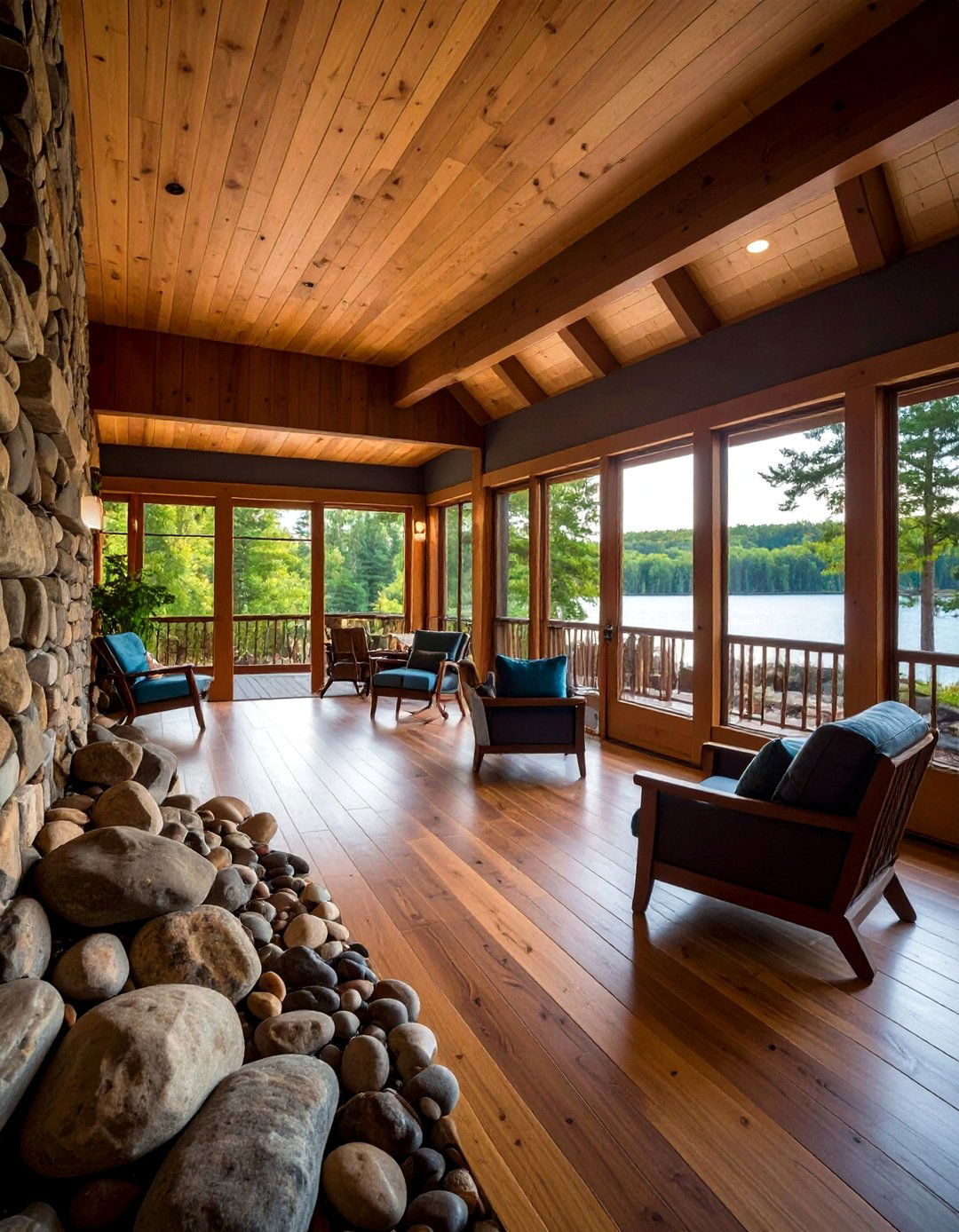 River Rock Accents - 20 Stone Exterior Home Ideas