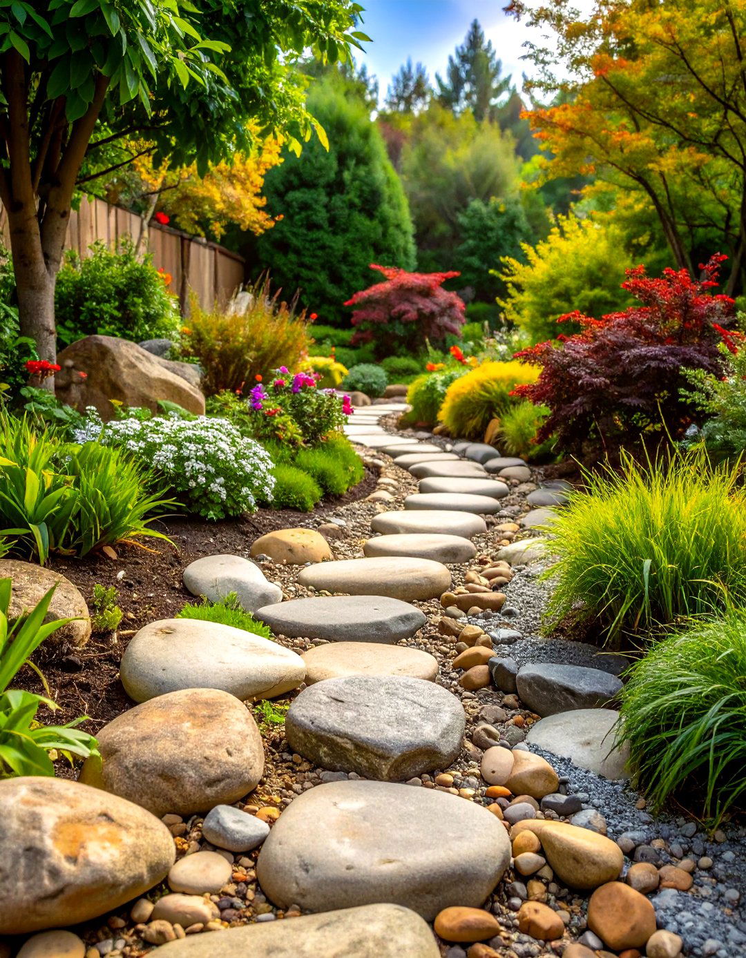 River Rock Border - 20 Stone Garden Edging Ideas