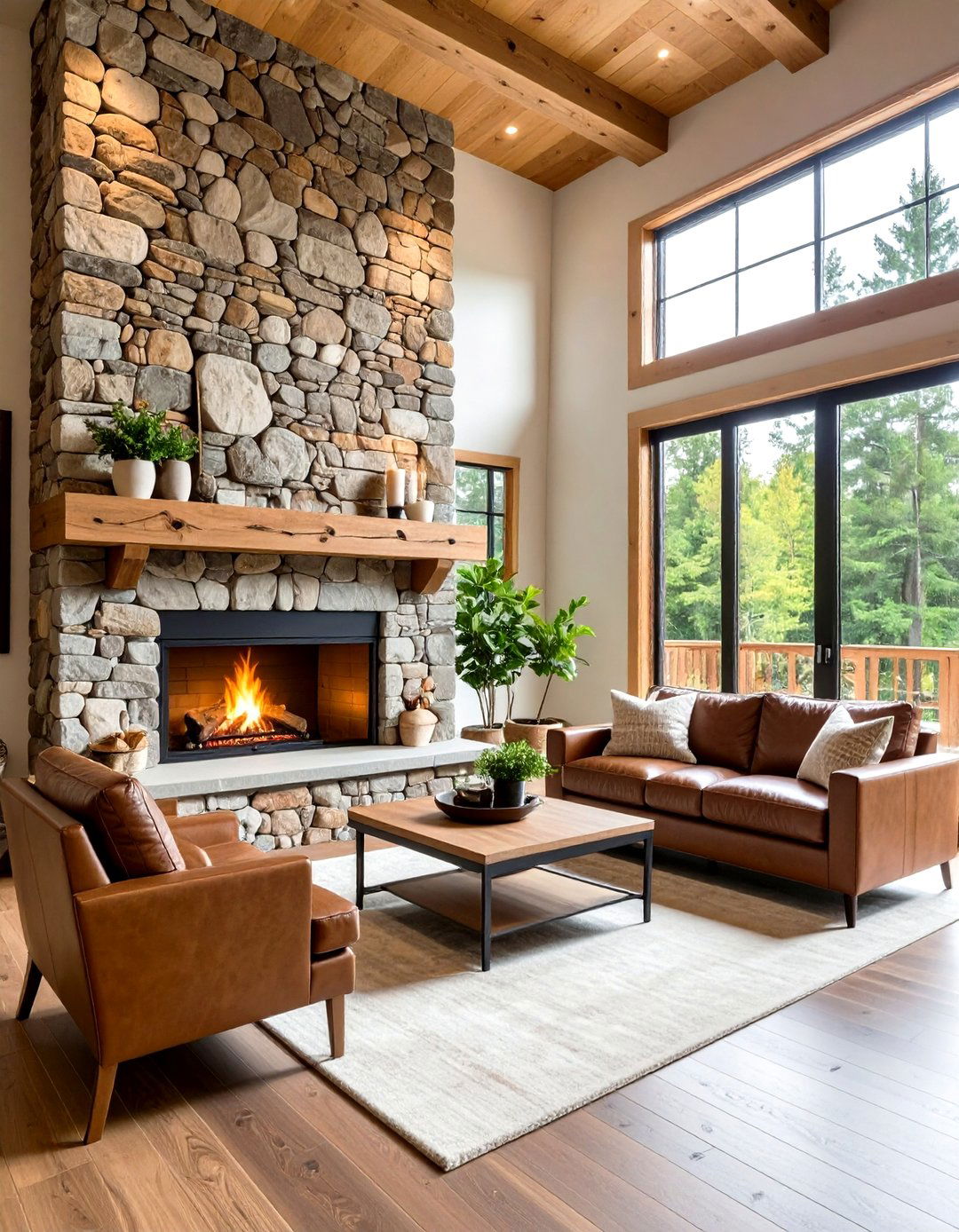 River Rock Hearth for Organic Warmth - 20 Craftsman-style Fireplace Ideas