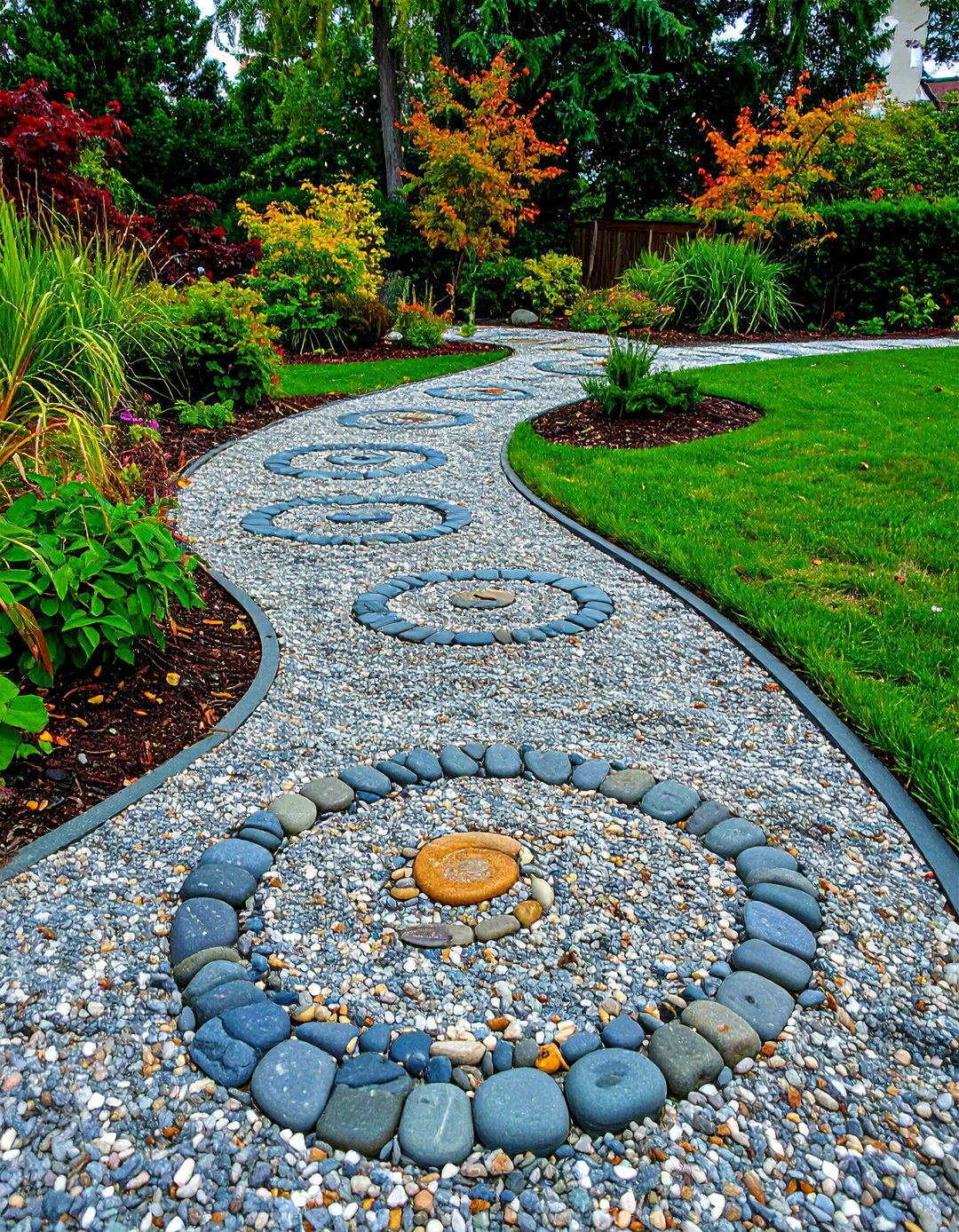 River Rock Mosaic Walkway - 20 Farmhouse Walkway Ideas