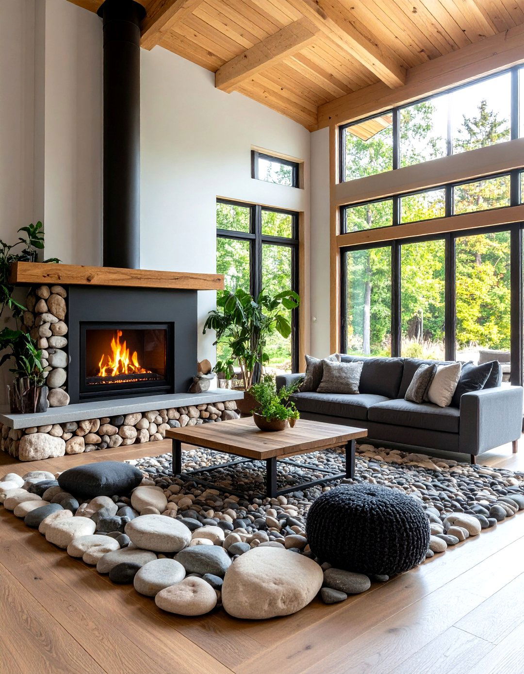 River Rock Wood Stove Surround - 20 Wood Stove Surround Ideas
