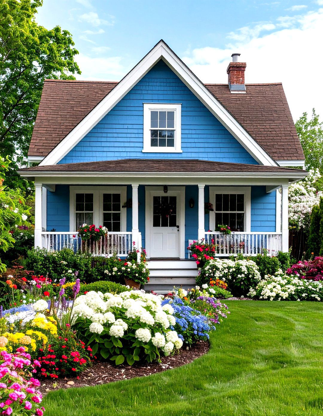 Robins Egg Blue Exterior Home with Brown Roof Cottage Garden Style - 20 blue exterior home with a brown roof ideas