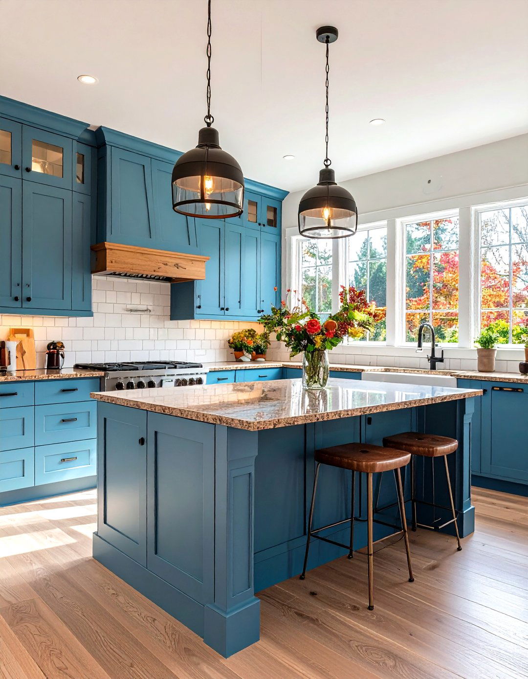 Robins Egg Blue Kitchen Cabinets with Brown Granite Farmhouse Style - 20 blue kitchen cabinets with brown granite countertops
