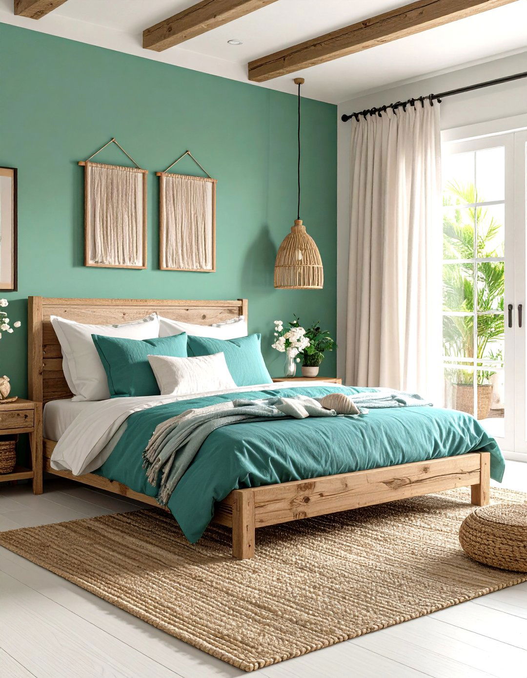 Robins Egg Blue and Sea Green Bedroom with Coastal Vibes - 20 blue and green bedroom ideas
