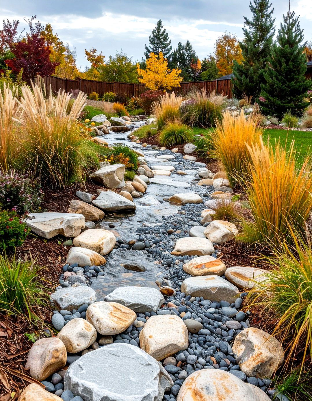 Rock River Bed For Front Yard Drainage - 20 Front Yard Landscaping Ideas With Rocks and Mulch