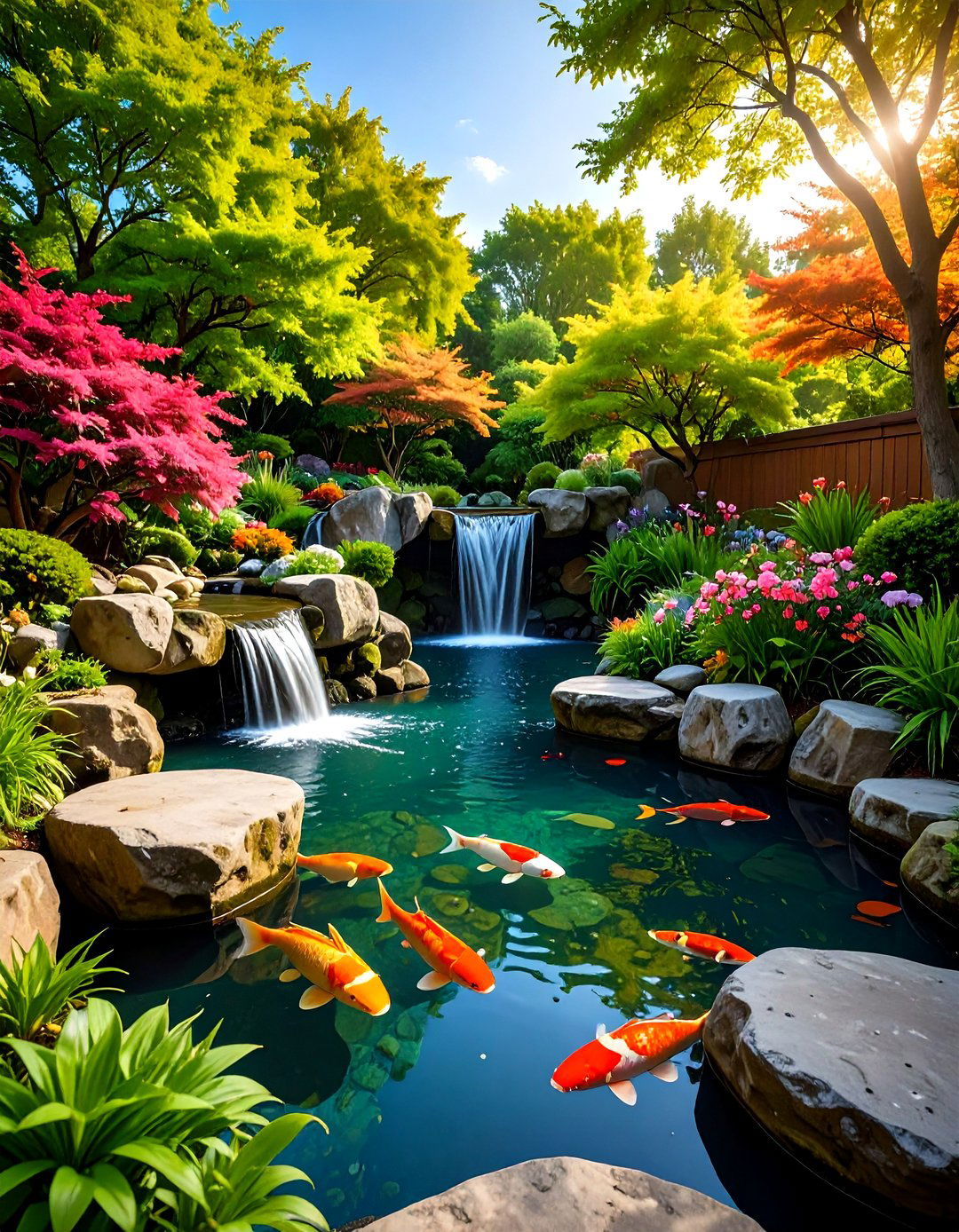 Rock Stream Fish Pond - 20 Fish Pond Ideas