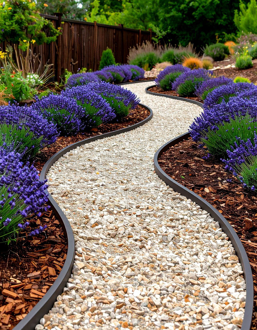 Rock and Mulch Spiral Path to the Porch - 20 Front Yard Landscaping Ideas With Rocks and Mulch