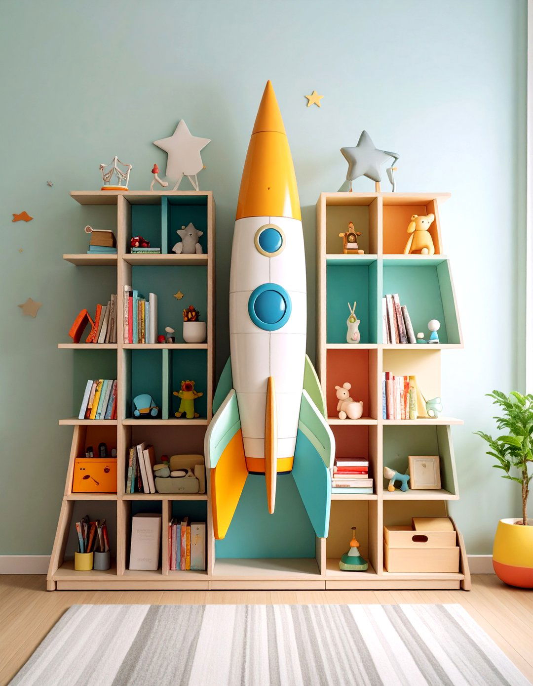 Rocket Ship Bookshelf - 20 Space-themed Nursery Ideas