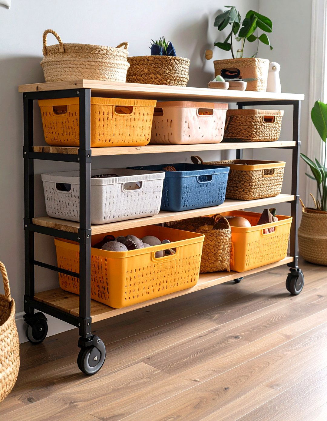 Roll Out Storage Baskets - 20 Small Mudroom Ideas