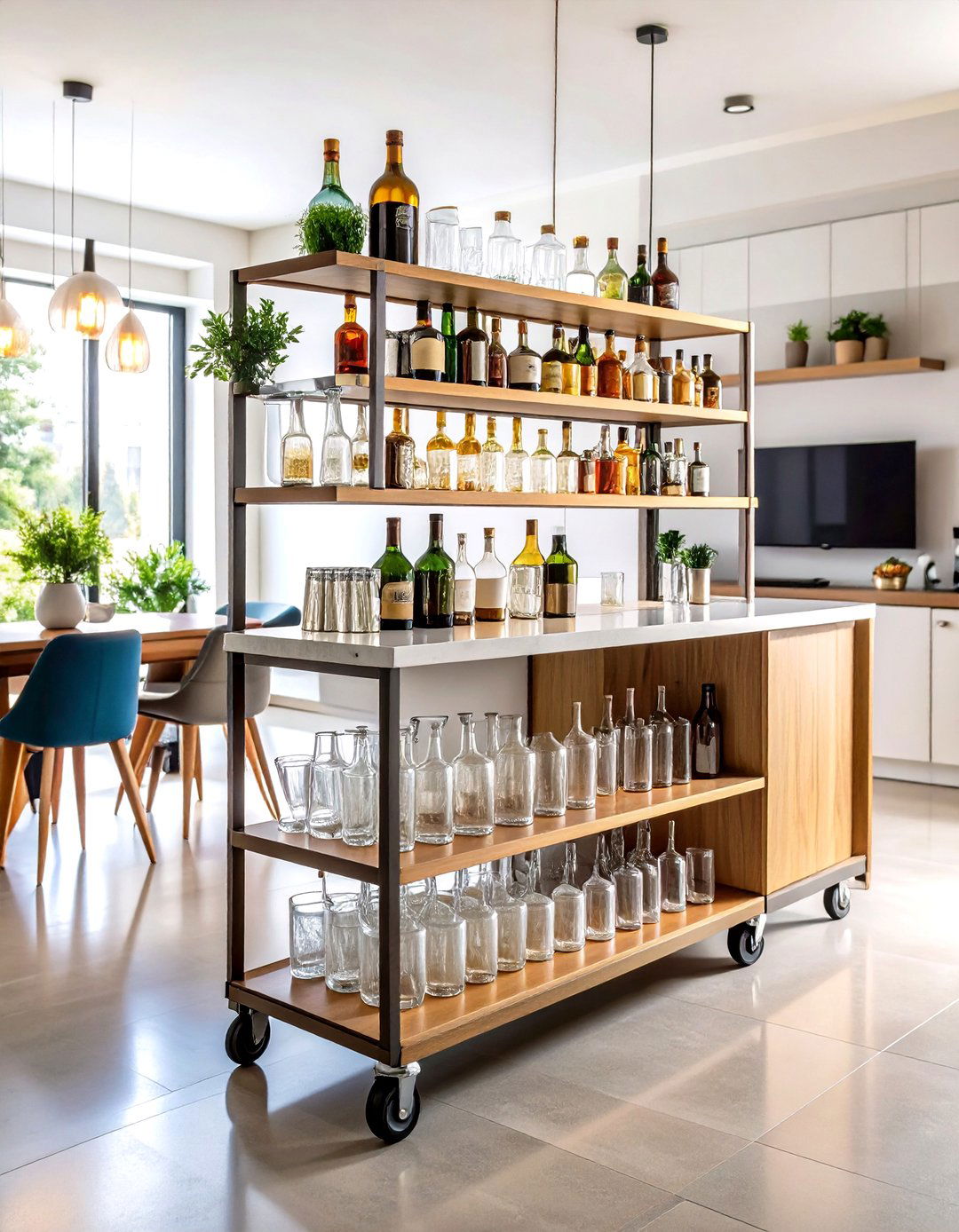 Rolling Bar Carts Offer Mobile Dining Room Storage - 20 Dining Room Storage Ideas