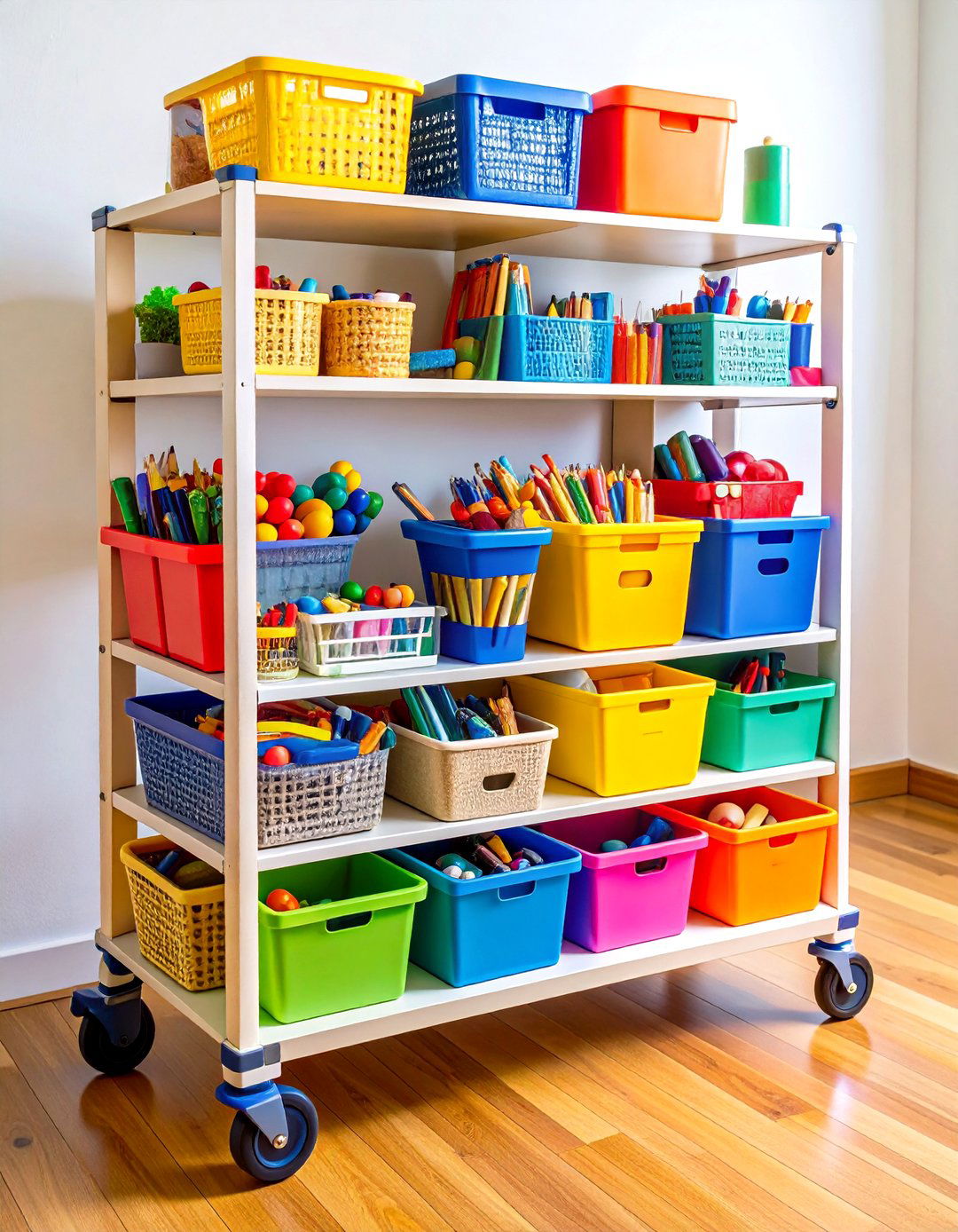 Rolling Cart Homeschool Room Organization - 20 Homeschool Room Ideas