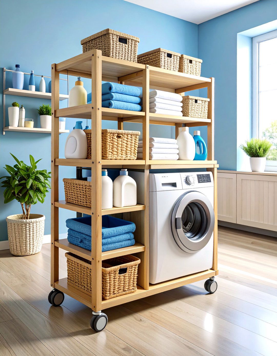 Rolling Laundry Detergent Storage Cart System - 20 Laundry Detergent Storage Ideas
