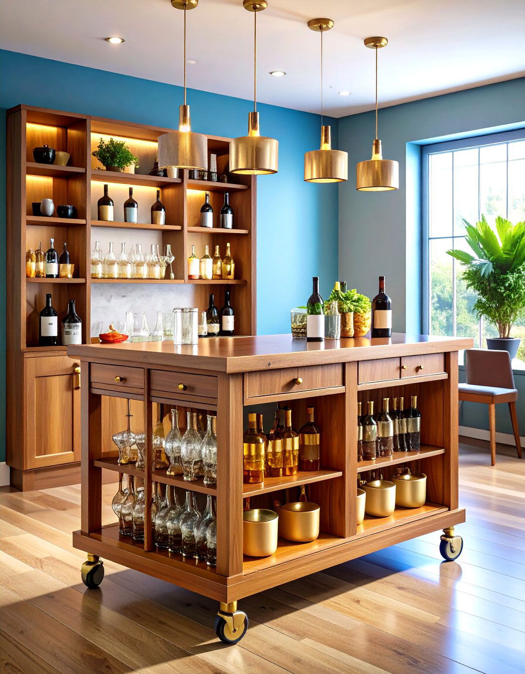 Rolling Mini Bar Cart Design - 20 Mini Bar Ideas
