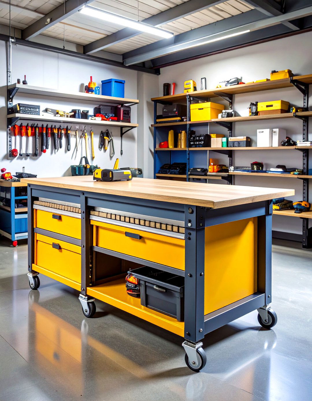 Rolling Mobile Workbench for Big Projects - 20 Garage Workbench Ideas