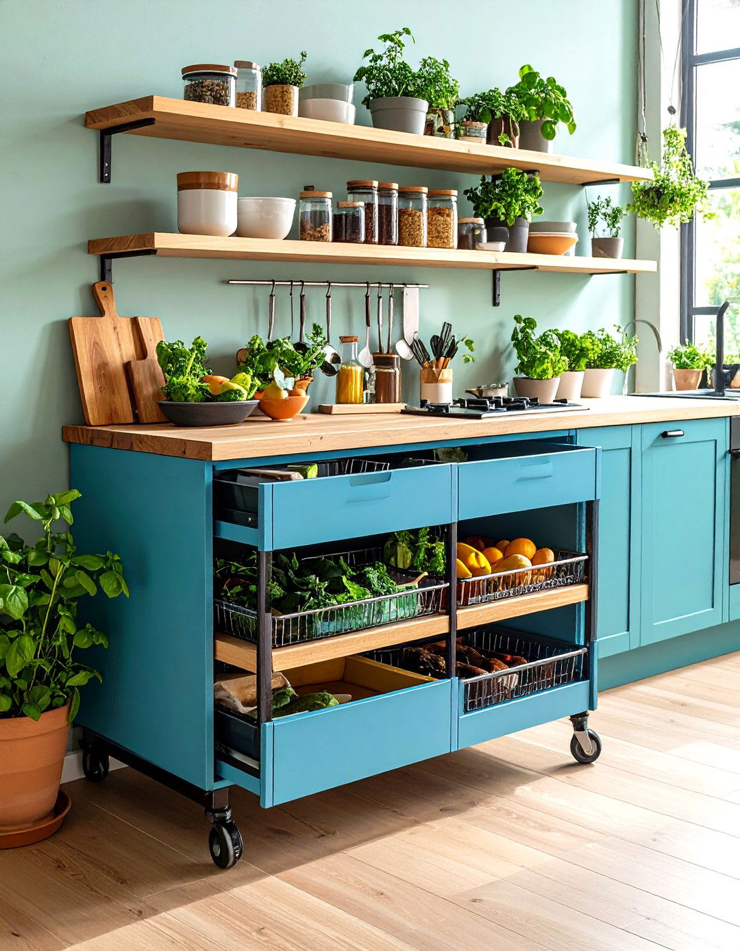 Rolling Table or Cart - 20 Small Galley Kitchen Ideas on a Budget