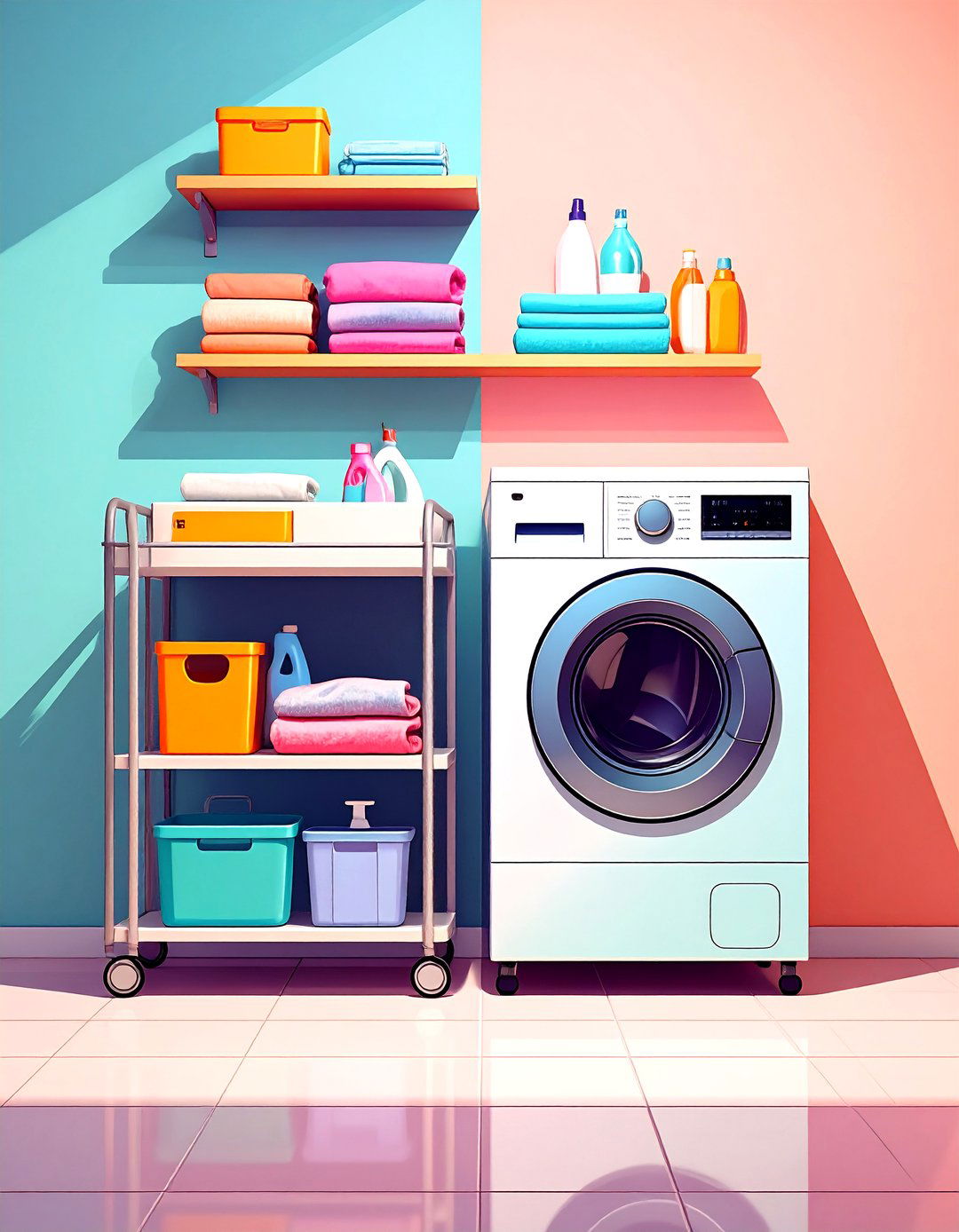Rolling Utility Cart - 20 Small Laundry Room Ideas With a Top Load Washing Machine