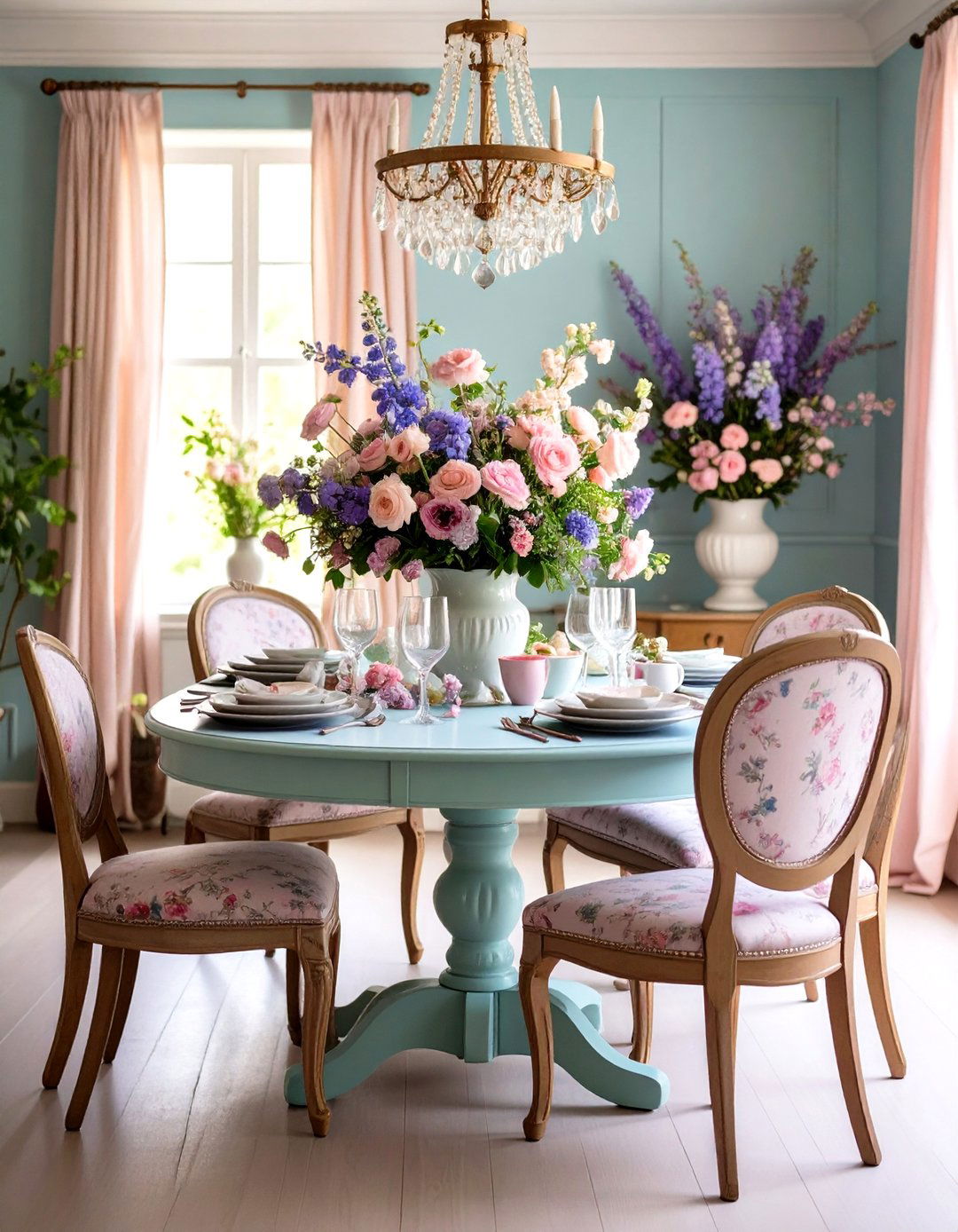 Romantic Floral Parisian Dining Room - 20 Parisian Dining Room Ideas