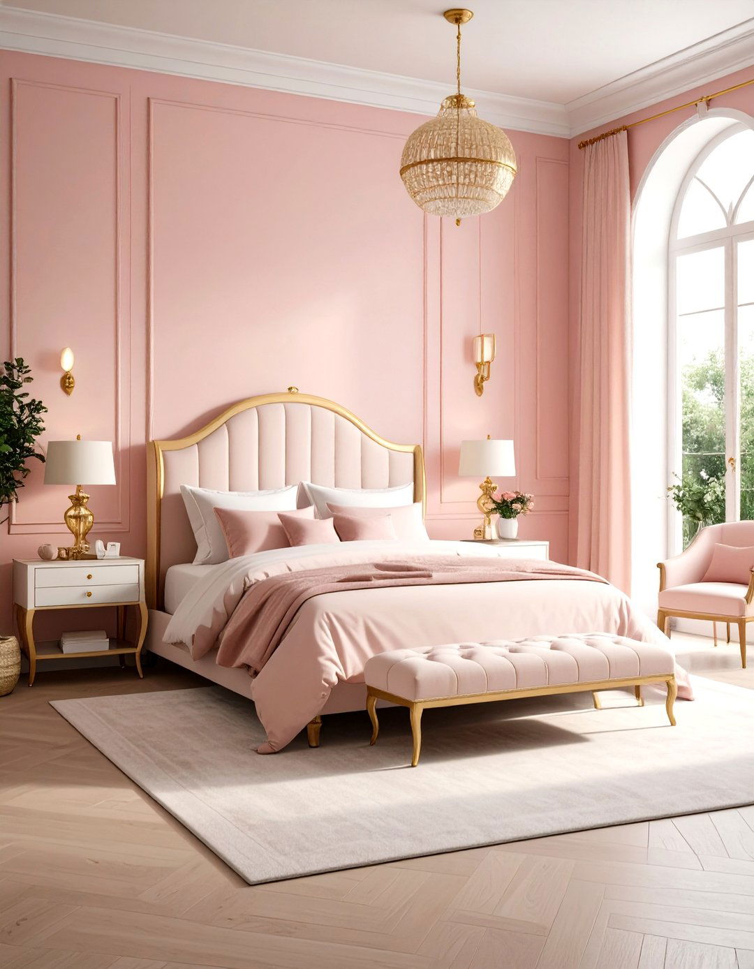 Romantic French Provincial Pink and Gold Bedroom - 20 Pink and Gold Bedroom Ideas