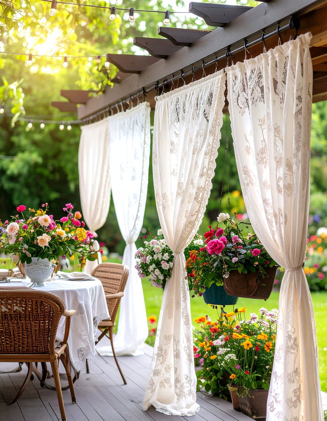 Romantic Lace Patio Curtain Style - 20 Patio Curtain Ideas