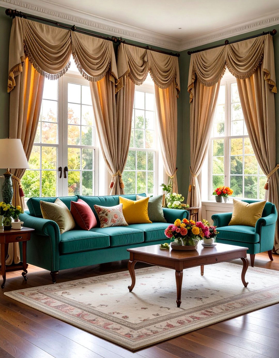 Romantic Living Room Curtain Swag Design - 20 Living Room Curtain Ideas