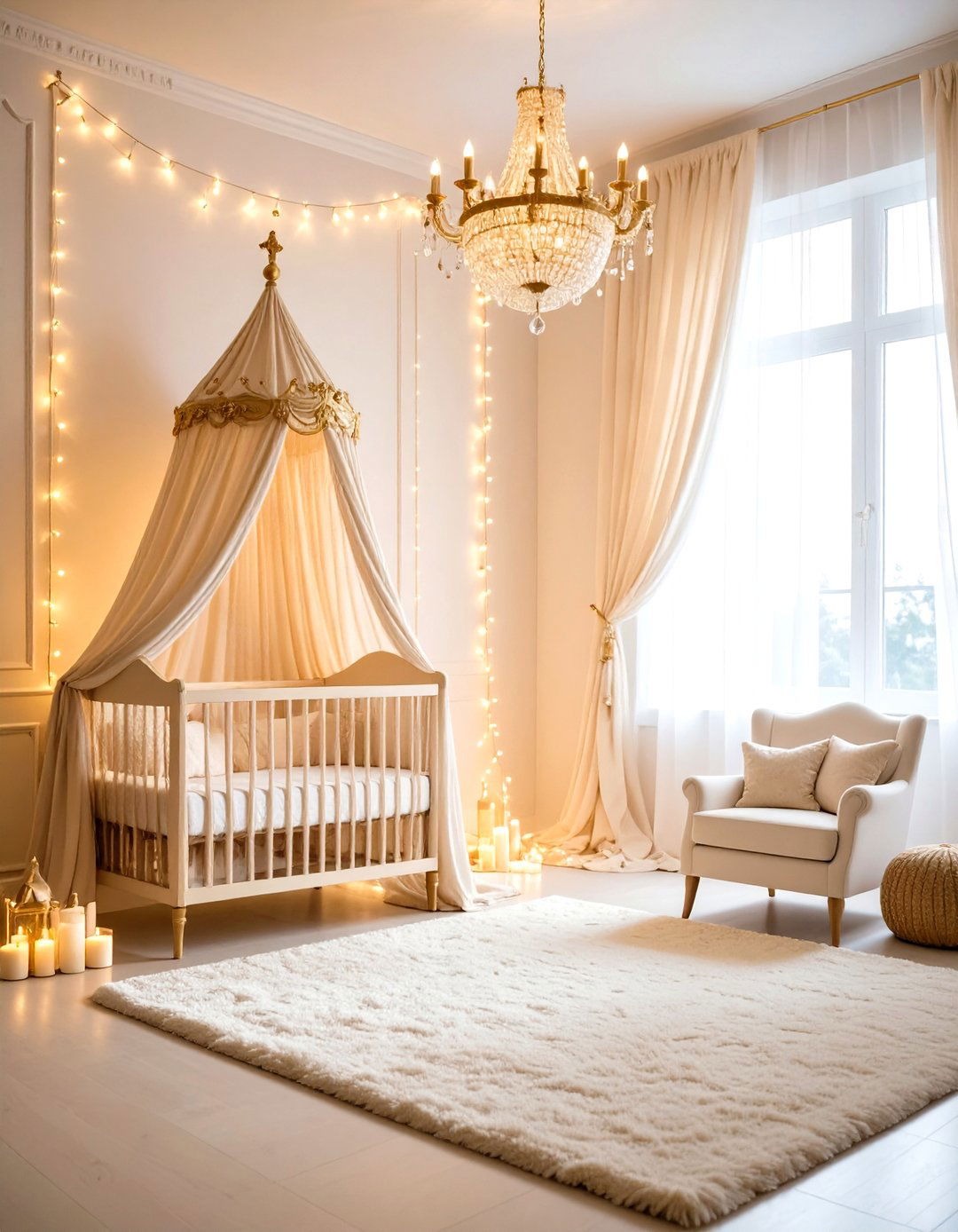 Romantic Princess Nursery with Fairy Lights - 20 Princess Nursery Ideas