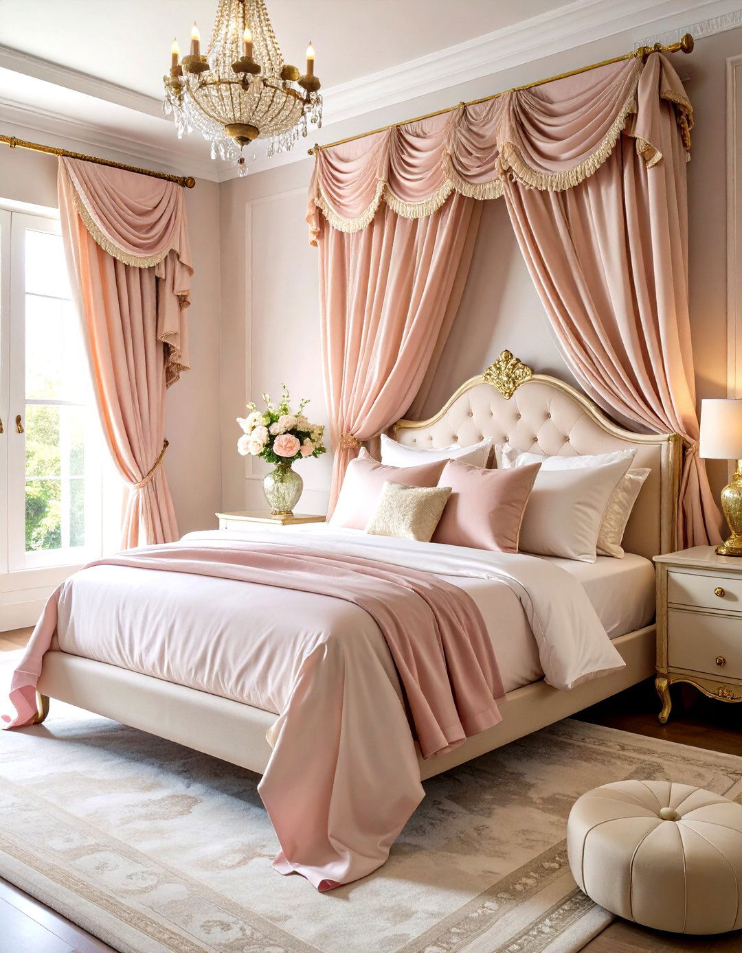 Romantic Silk Window Treatments with Ruffled Details - 20 Window Treatments Ideas