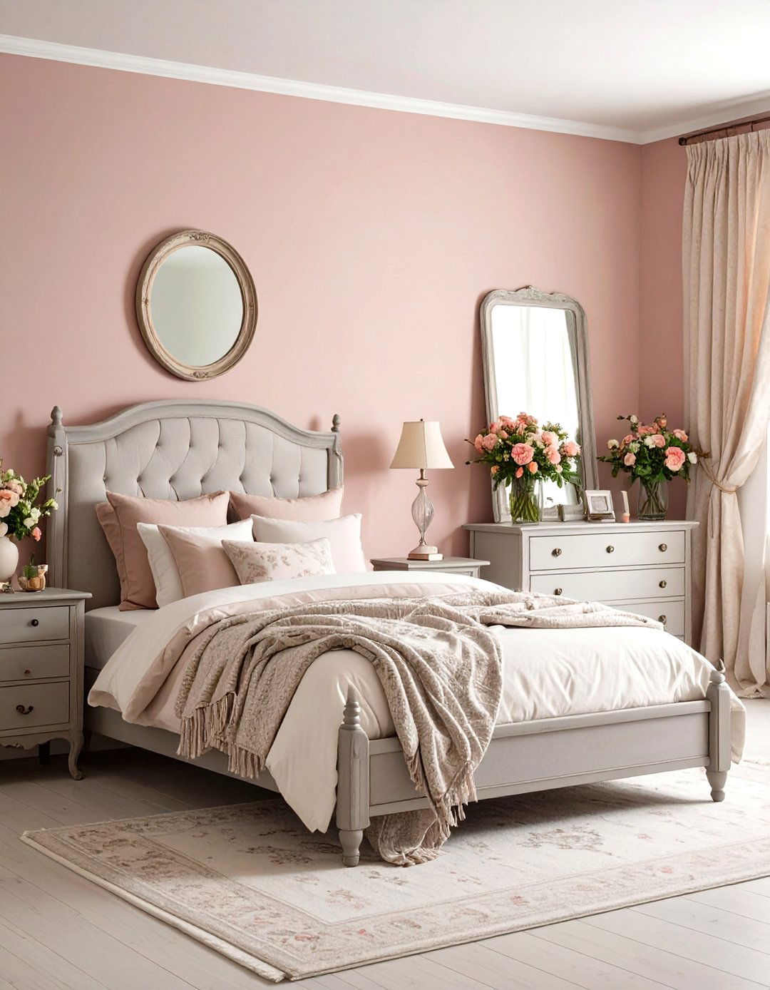 Romantic Vintage Pink and Grey Bedroom - 20 Pink and Grey Bedroom Ideas
